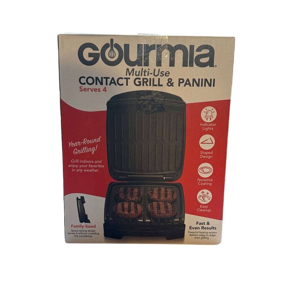 Gourmia 4-Slice Contact Grill and Panini Press
